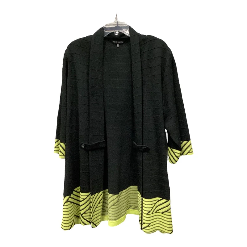 Cardigan By Ming Wang In Black & Green, Size: 3x