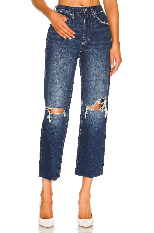 Cassie Crop Super High Rise Straight Jean In Motive Distressed