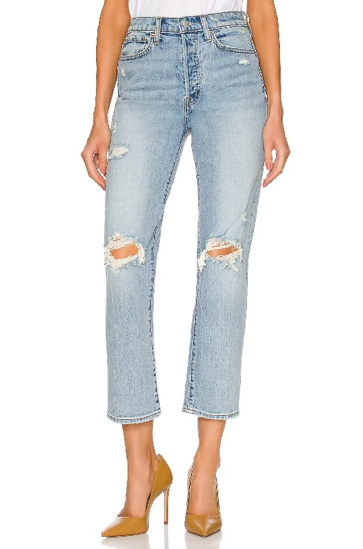 Charlie High Rise Straight Jean In Bali Distressed