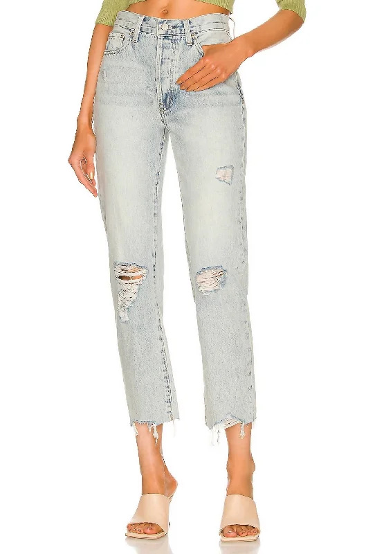 Charlie High Rise Straight Jean In Hysteria Distressed