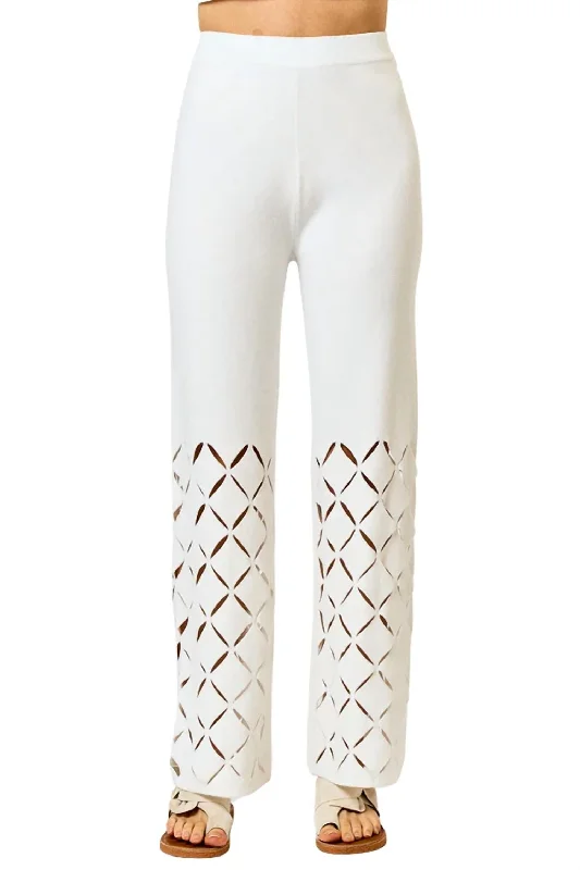 Cut Out Detail Sweater Pants In Off-White