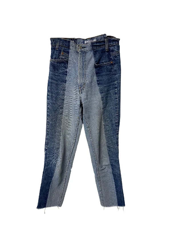 E.L.V. Contrast Straight Leg Jeans in Blue Denim