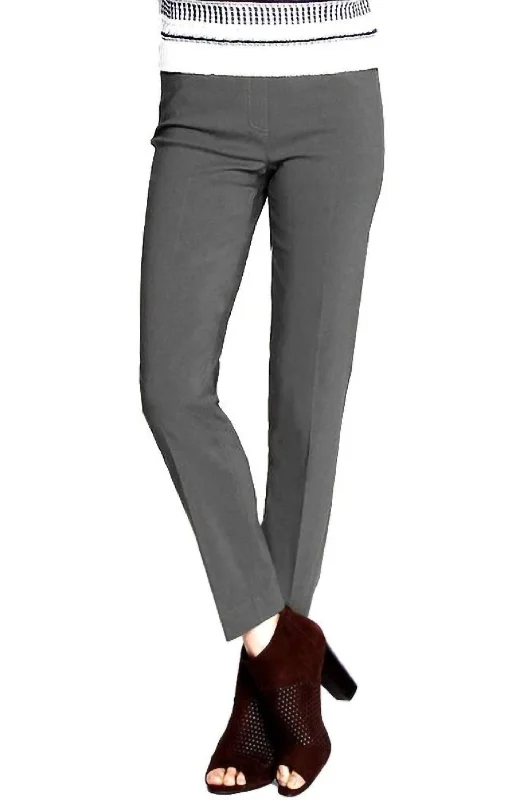 Faux Pocket Ankle Pants In Light Grey