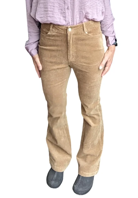 Flared Corduroy Pants In Khaki