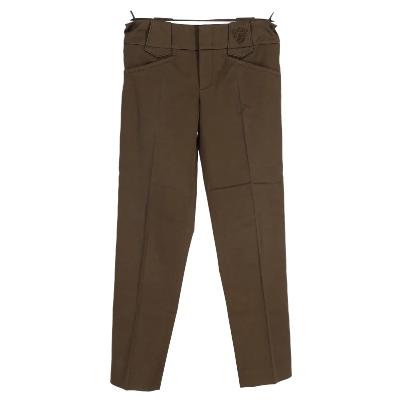 Gucci Straight Leg Trousers in Khaki Cotton