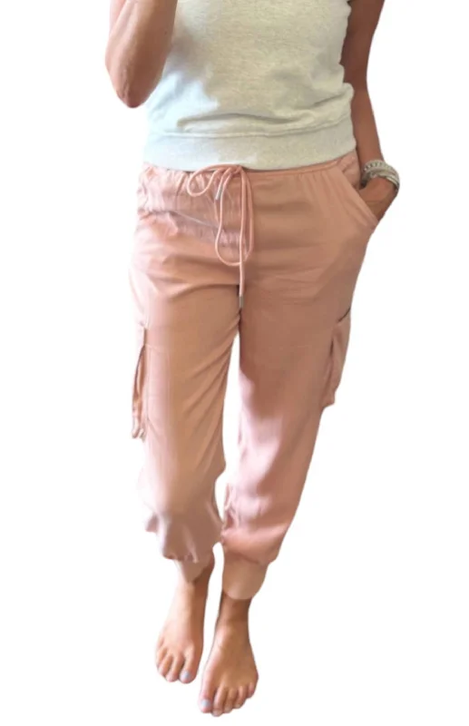 High Rise Cargo Joggers In Pink