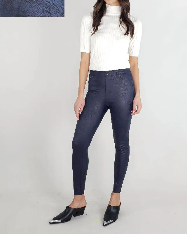 High Rise Snake Print Skinny Jeans In Blue Snake