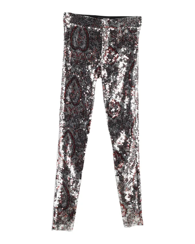 Isabel Marant Odizo Sequined Pants in Silver Polyester