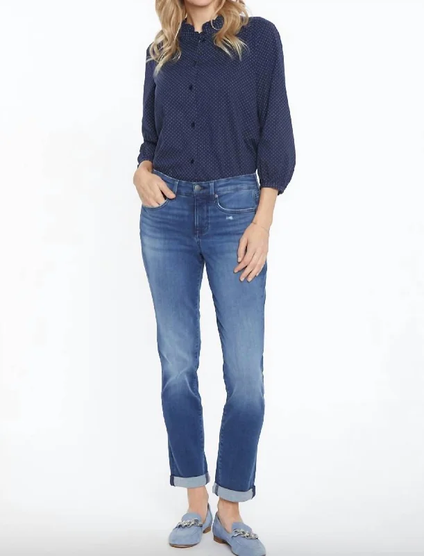 Margot Girlfriend W/ Rolled Cuff Jean In Heron Wash