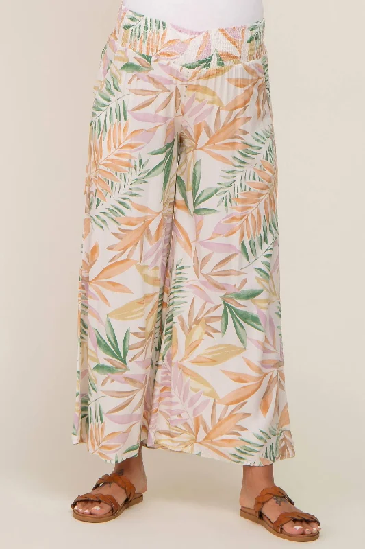 Palm Printed Palazzo Pants In Multi