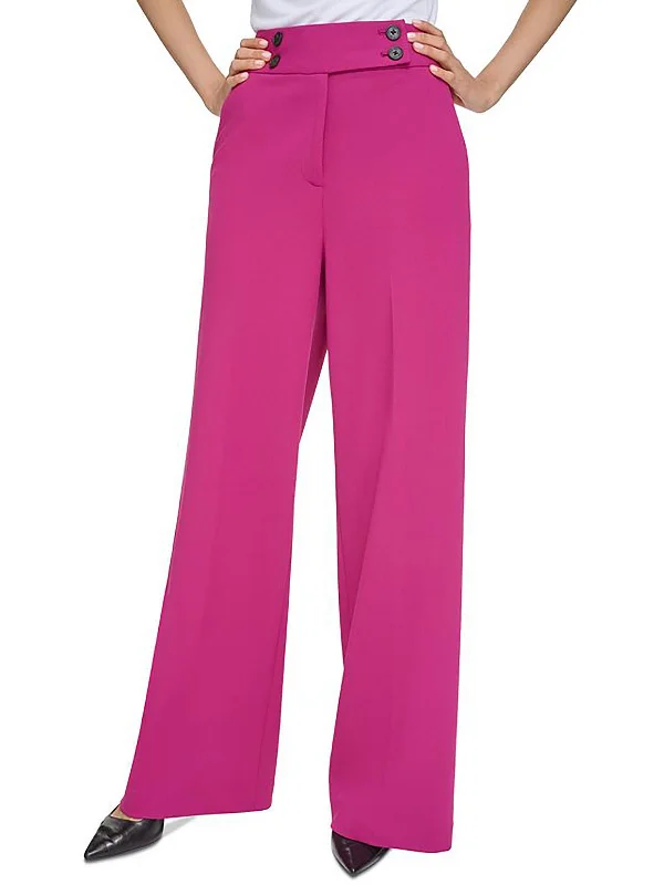 Plus Womens High Rise Business Wide Leg Pants