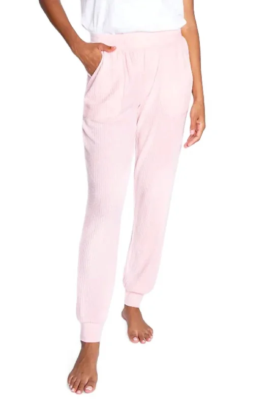 Plush & Thermal Banded Pant In Pink Mist