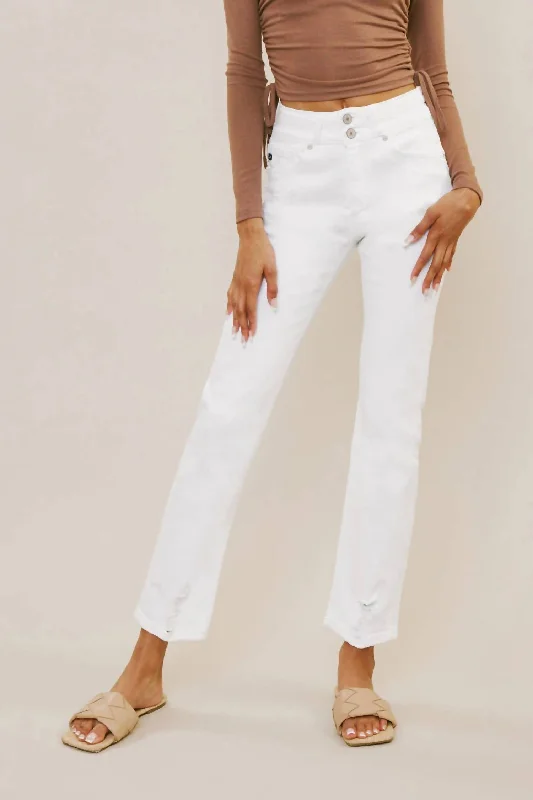 Summer High-Rise Slim Straight Jean In White