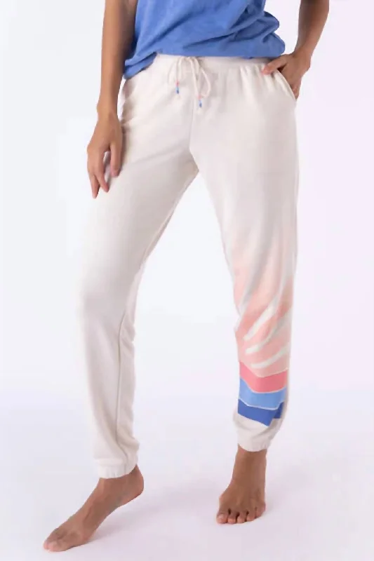 Sunrise Stripes Banded Pants In Stone