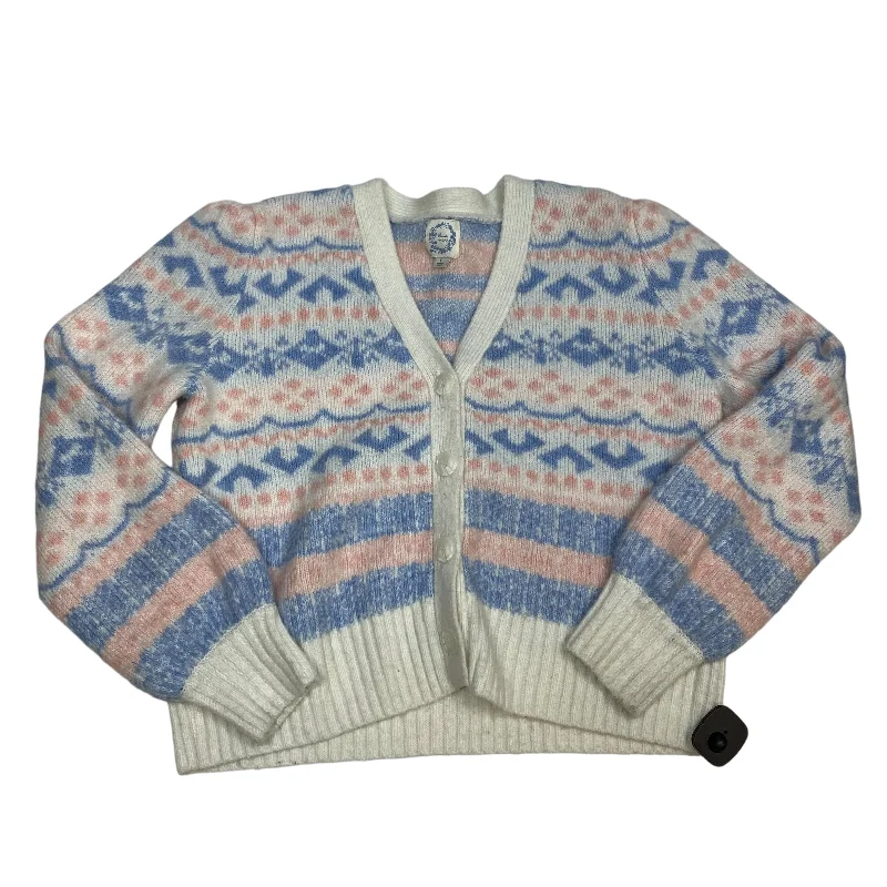 Sweater Cardigan By Blue Rain In Blue & Pink, Size: L