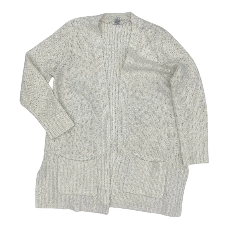 Sweater Cardigan By Clothes Mentor In White, Size:L