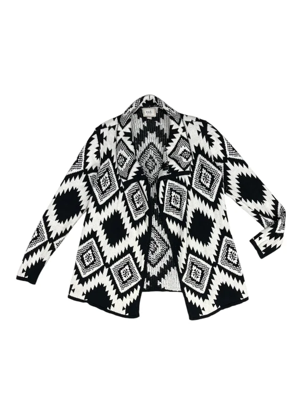 Sweater Cardigan By Eci In Black & White, Size: M