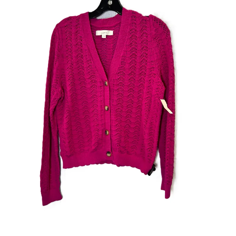 Sweater Cardigan By Loft In Pink, Size: L