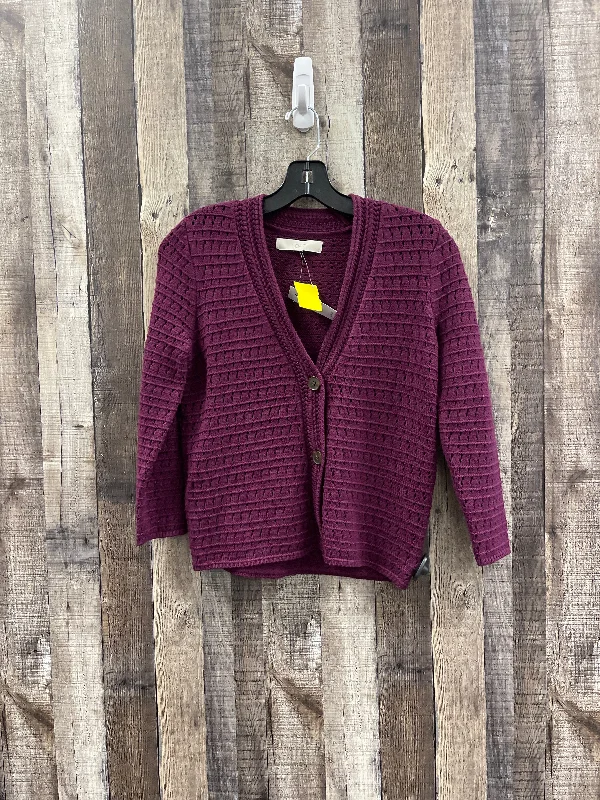 Sweater Cardigan By Loft In Purple, Size: S