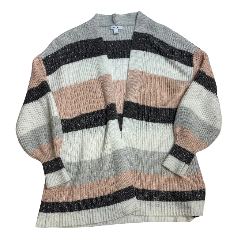 Sweater Cardigan By Nine West Apparel In Grey & Pink, Size: S