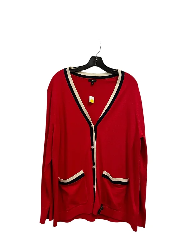 Sweater Cardigan By Talbots In Red, Size: Xl