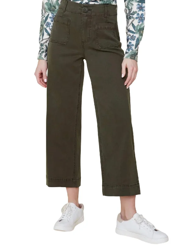 Tencel Wide Leg Ankle Pants In Chive